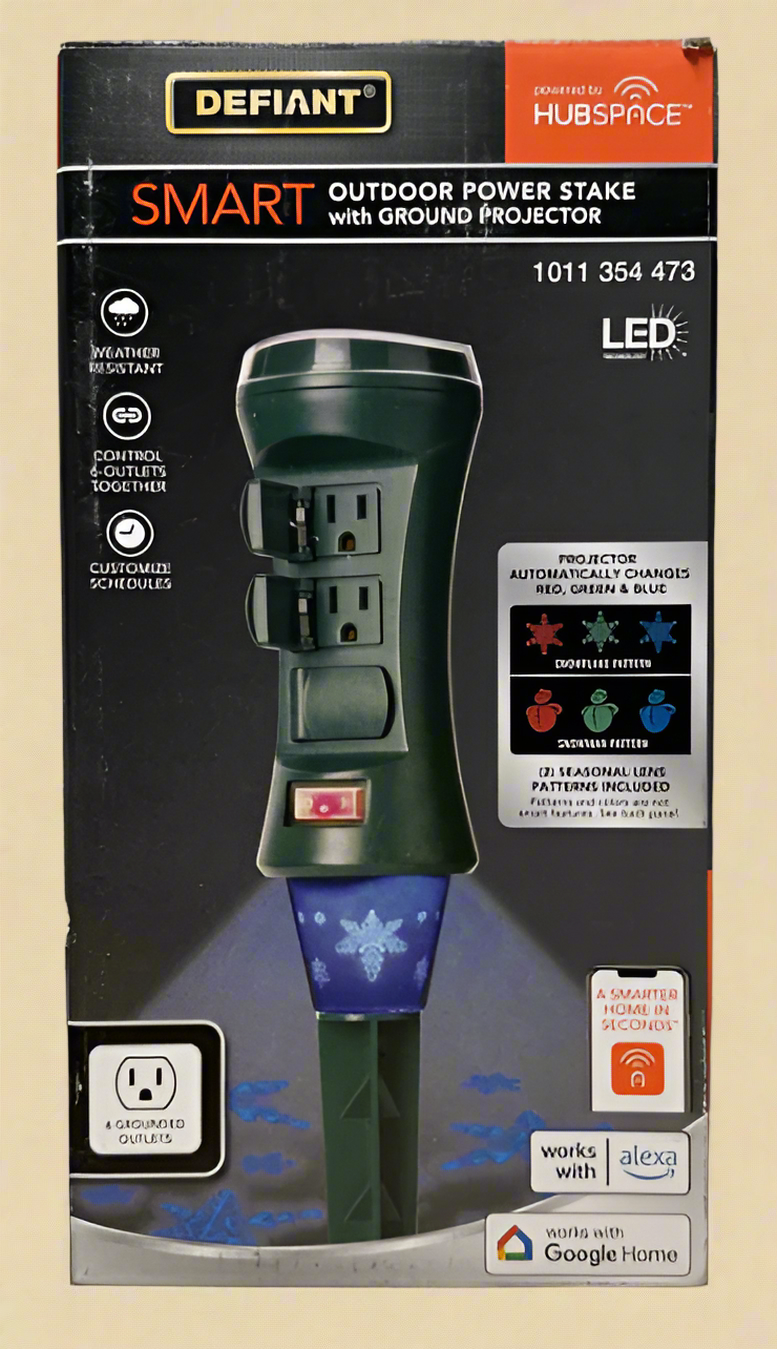 Defiant Smart Outdoor Power Stake with Ground Projector