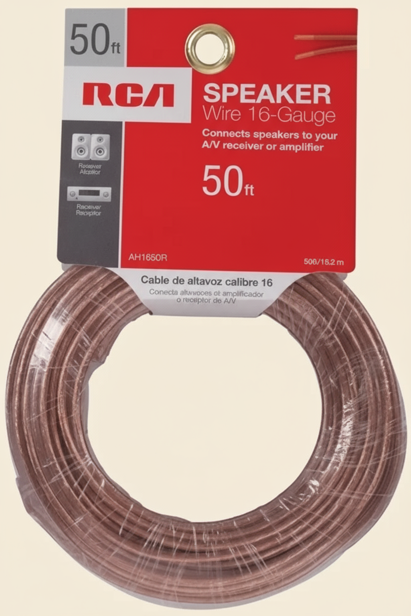 RCA AH1650R 16-Gauge High-Performance Speaker Wire – 50 Ft