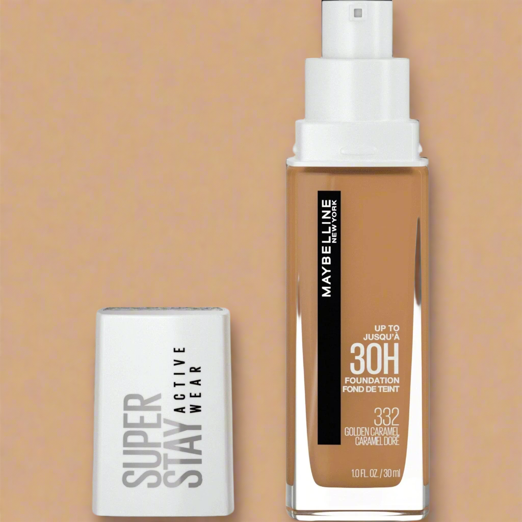 Maybelline Super Stay Full Coverage Liquid Foundation – Golden Caramel (332), 1 fl oz