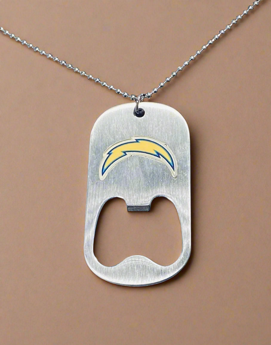 LA Chargers Dog Tag Necklace with bottle opener