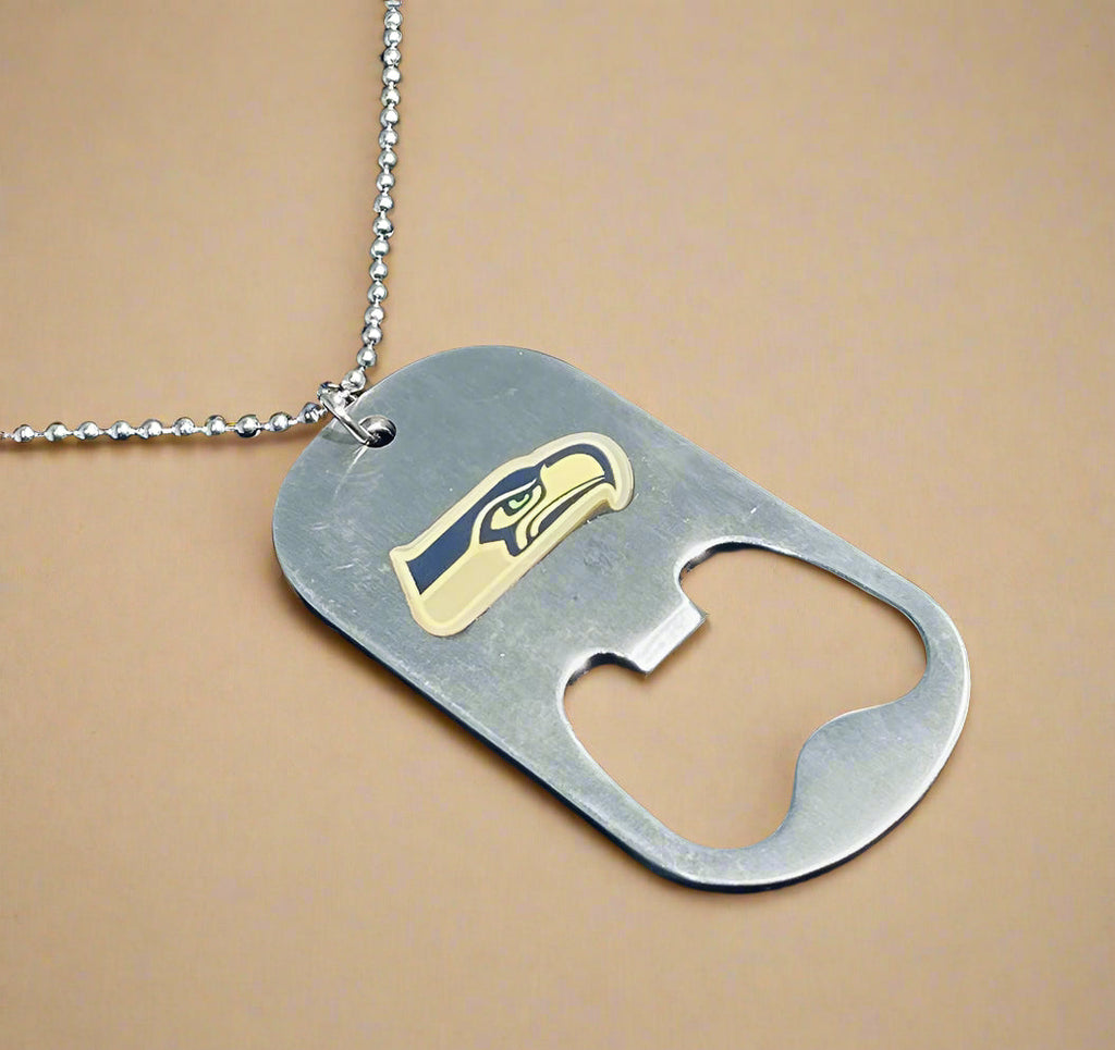 Seattle Seahawks Dog Tag Necklace with bottle opener