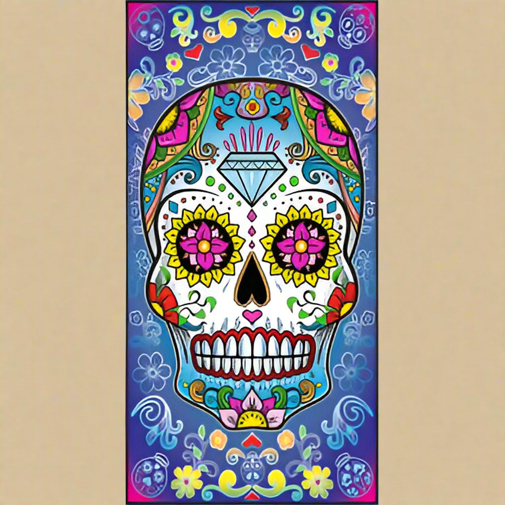 Sugar Skull Beach Towel – 30x60 Inch Cotton Velour