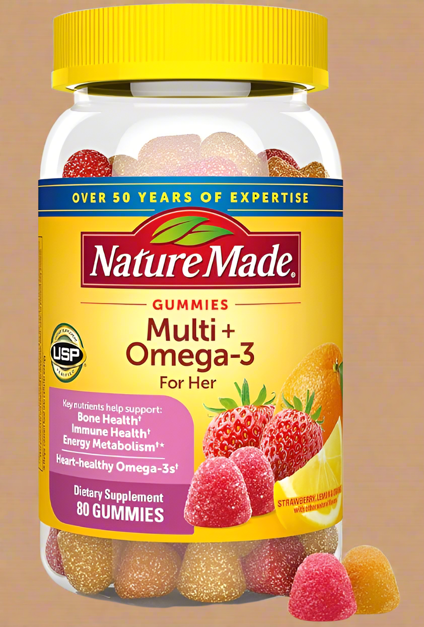 Nature Made Womens Multivitamin with Omega-3, Multivitamin for Women for Daily Nutritional Support, 80 Gummies, 40 Day Supply