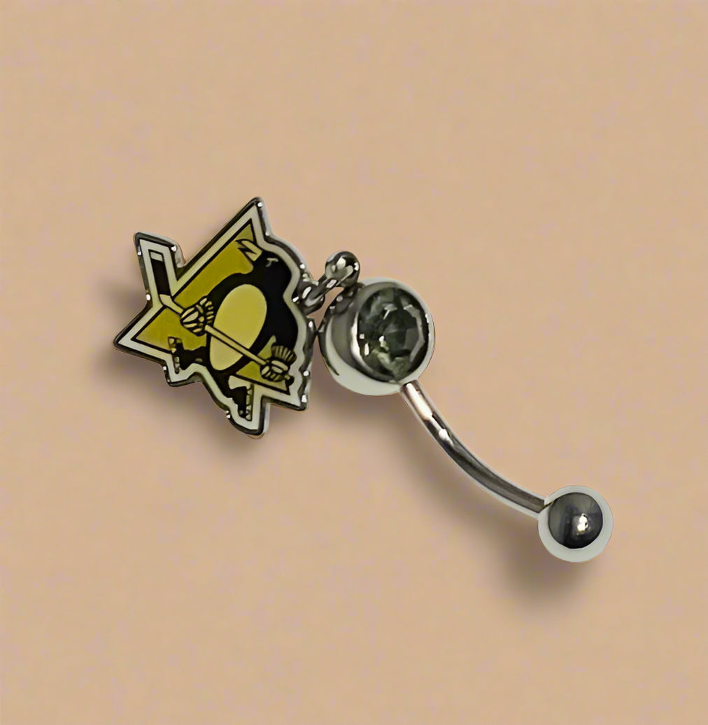 Pittsburgh Penguins stainless steel belly ring