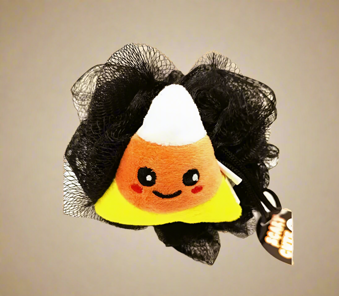 2-Pack Halloween Candy Corn Loofah Body Sponge Poufs