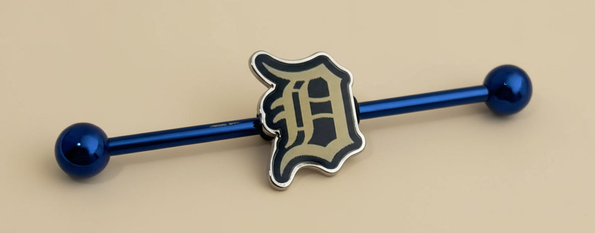 MLB Detroit Tigers Blue Anodized Industrial Barbell