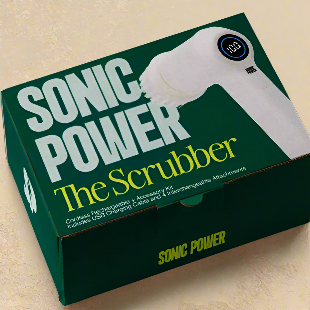 Sonic Power Rechargeable Electric Scrubber with Interchangeable Brush Heads