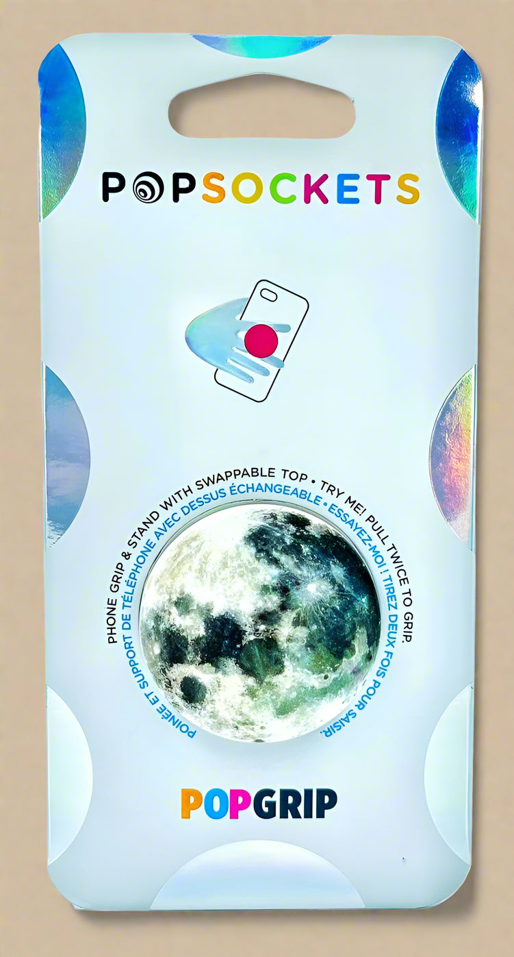 PopSockets PopGrip – Moon Design, Swappable Mobile Phone Grip