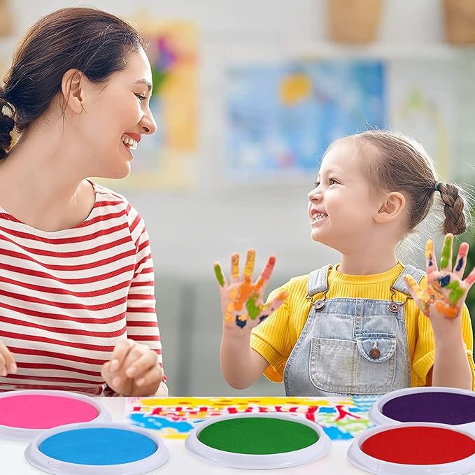 Washable Large Ink Pads for Kids – 2 Colors (Red & Blue)