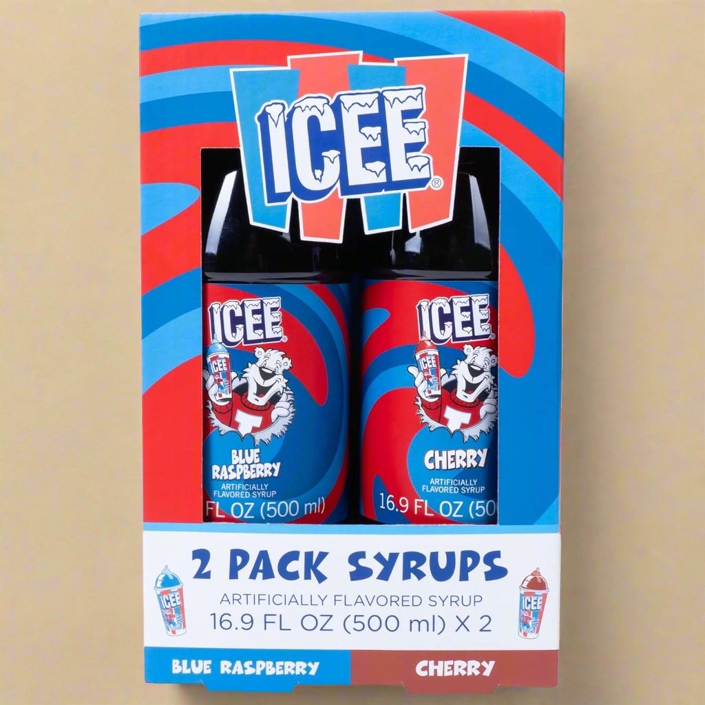 ICEE Slushie Syrup 2-Pack – Blue Raspberry & Cherry Flavors (16.9 fl oz Bottles)