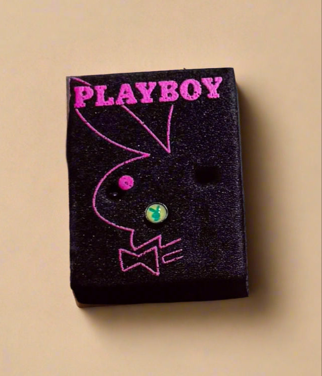 Playboy Nose Stud – Yellow & Green Stainless Steel with Bunny Logo