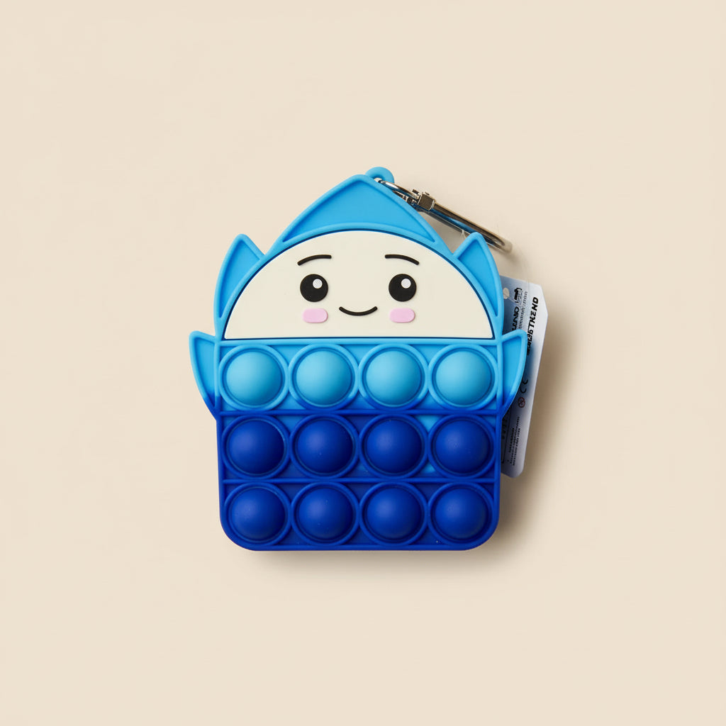 Bubble Pop Pop, Pop It Style, Mini Zip Purse, Blue Ice, With Clip, Sensory