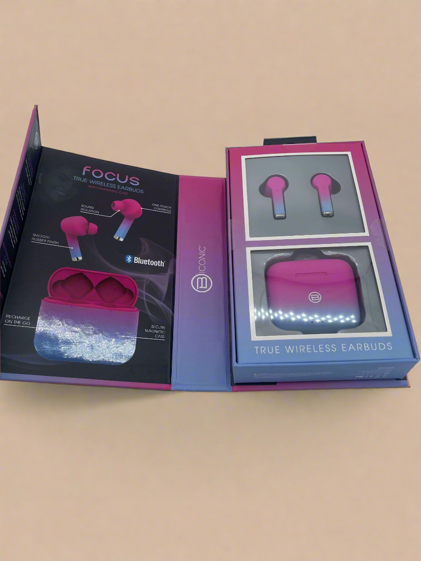 BICNIC Focus True Wireless Earbuds – Hot Pink & Blue