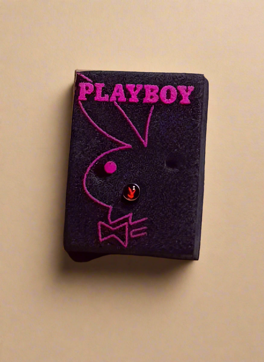 Playboy Nose Stud – Black & Red Stainless Steel with Crystal Accent