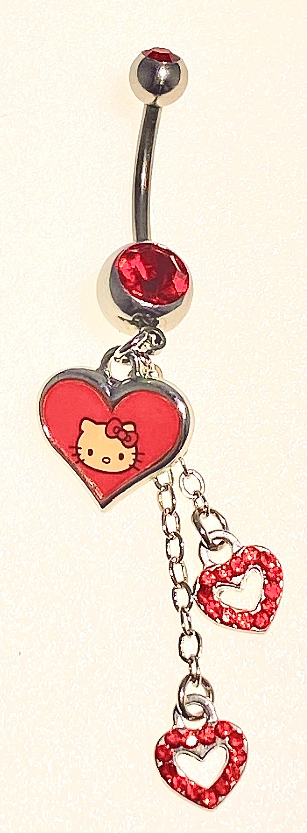 Hello Kitty – Belly/Navel Hearts Dangling Heart Piercing Body Jewelry