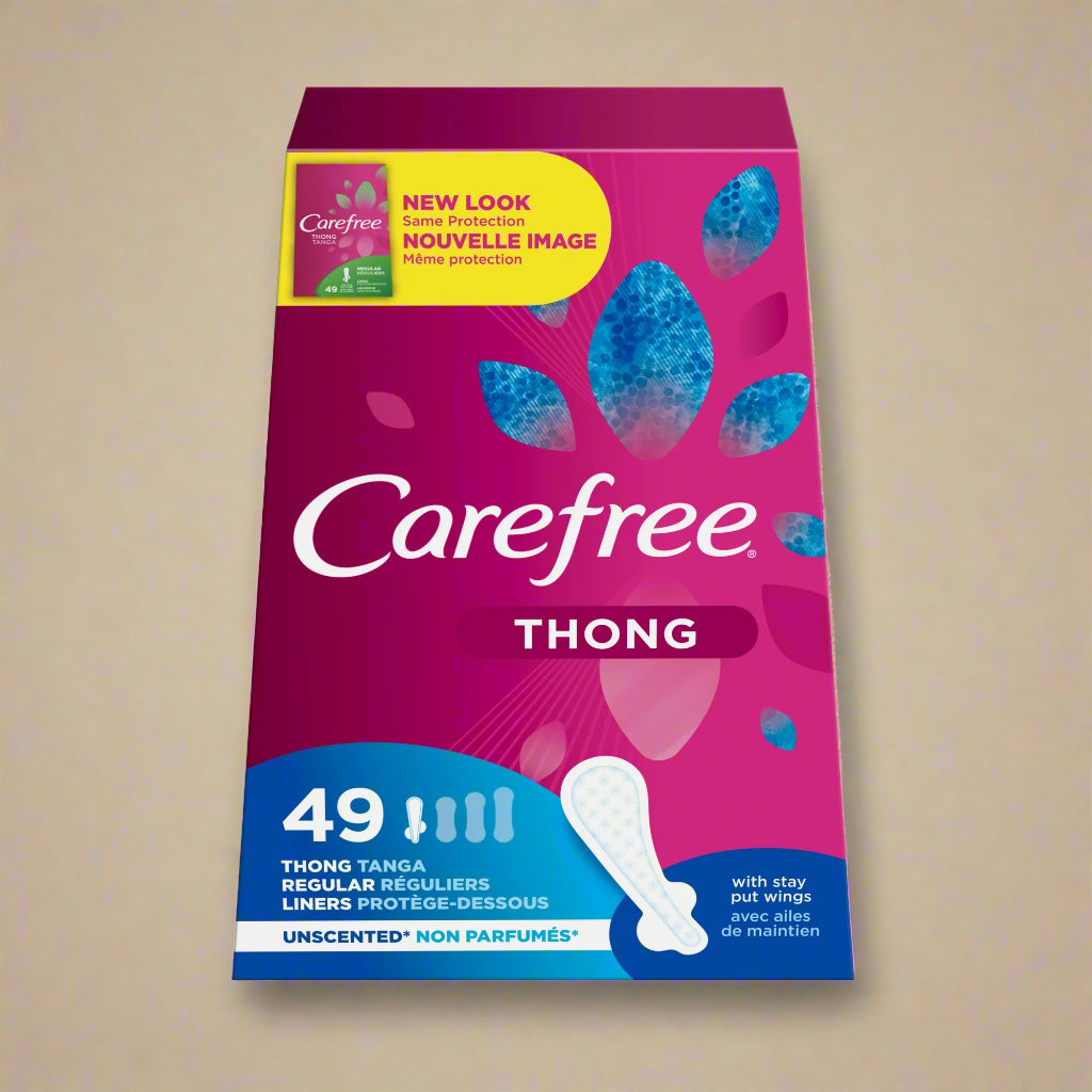Carefree Thong Panty Liners – Unscented, 49 Count