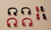 Body Piercing Set – Black & Red Stainless Steel Mix-and-Match Collection