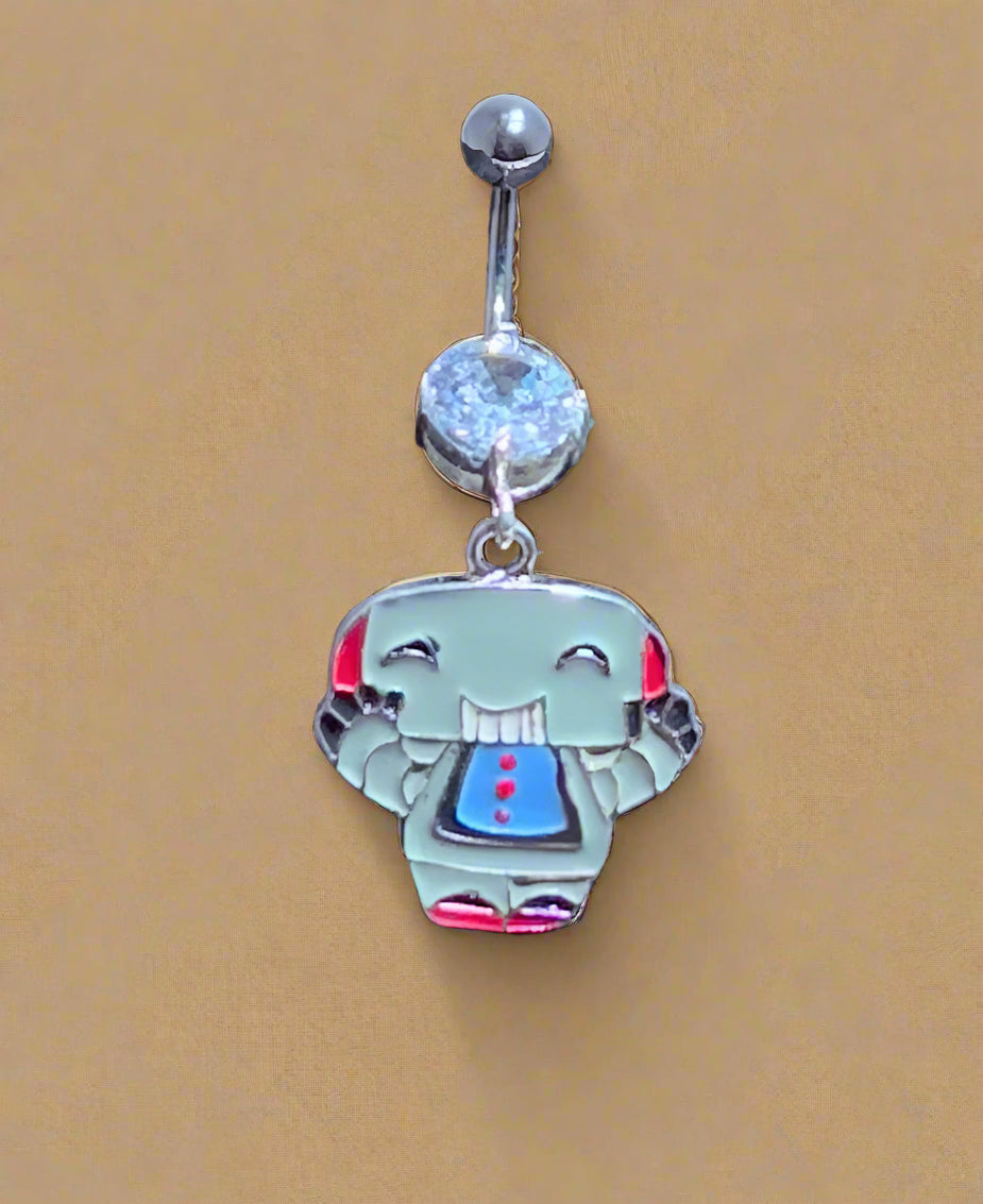 Little Monster Belly Ring – HUA Q Elephant Cartoon with CZ Gem