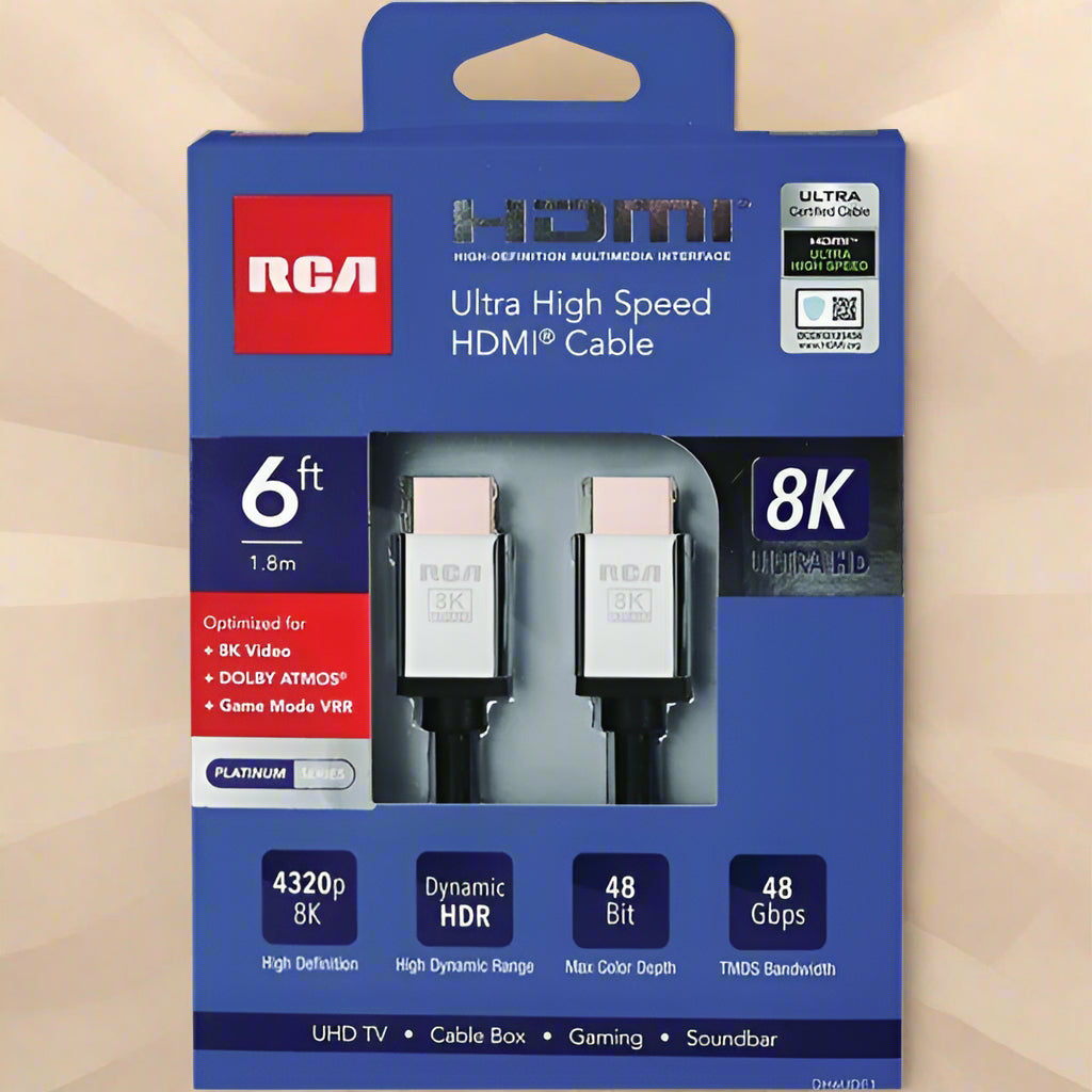 RCA 6ft Black 8K Ultra High Speed HDMI Cable