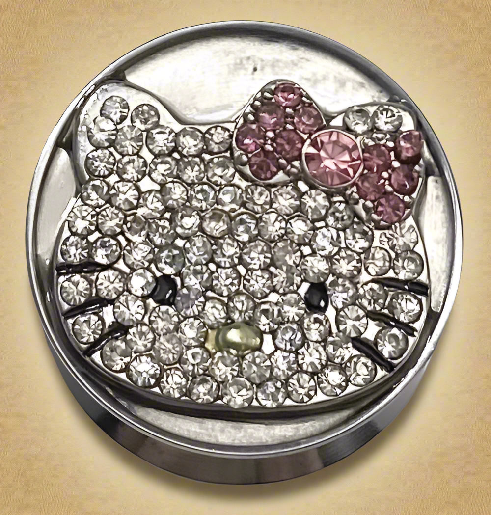 Hello Kitty O-Ring with Clear CZ Gems Surgical Steel 316L Gauges/Plugs – 75g