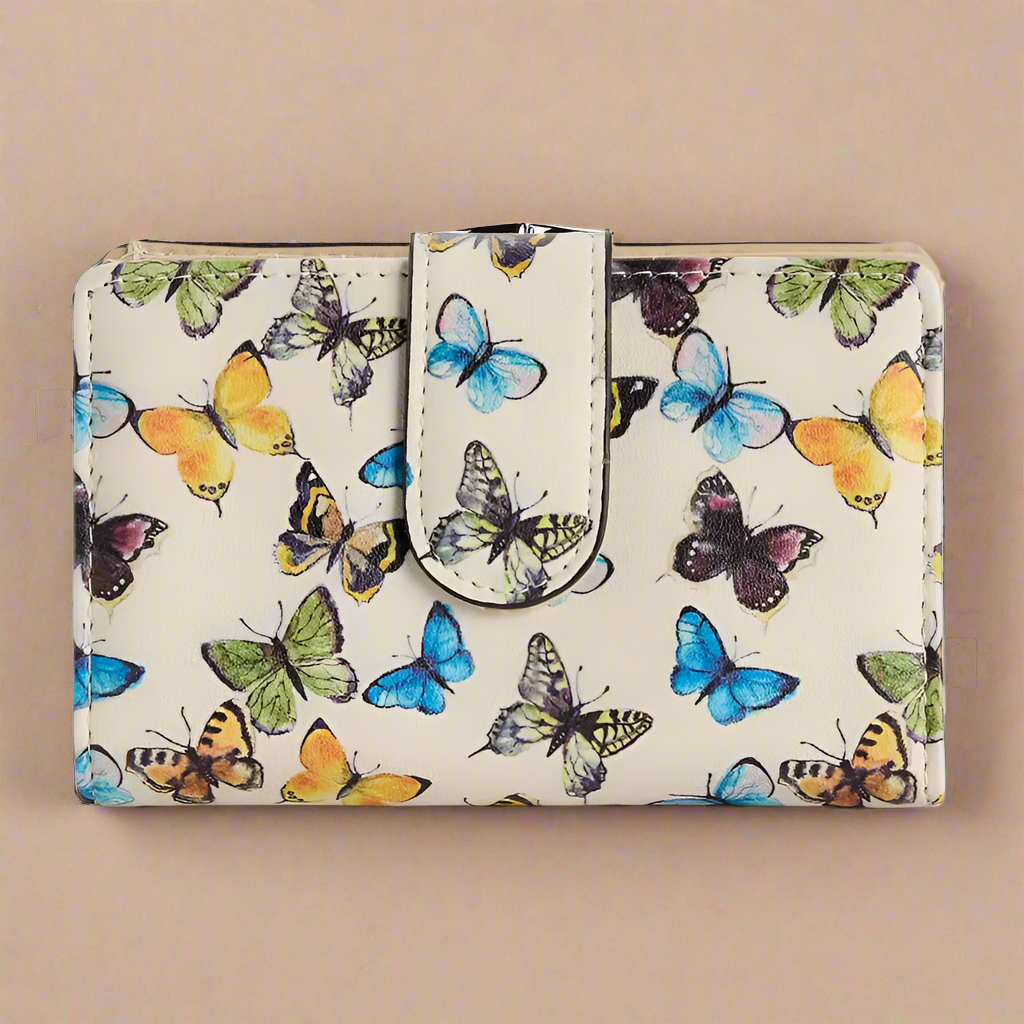 Abbey RFID-Blocking Butterfly Print Indexer Wallet