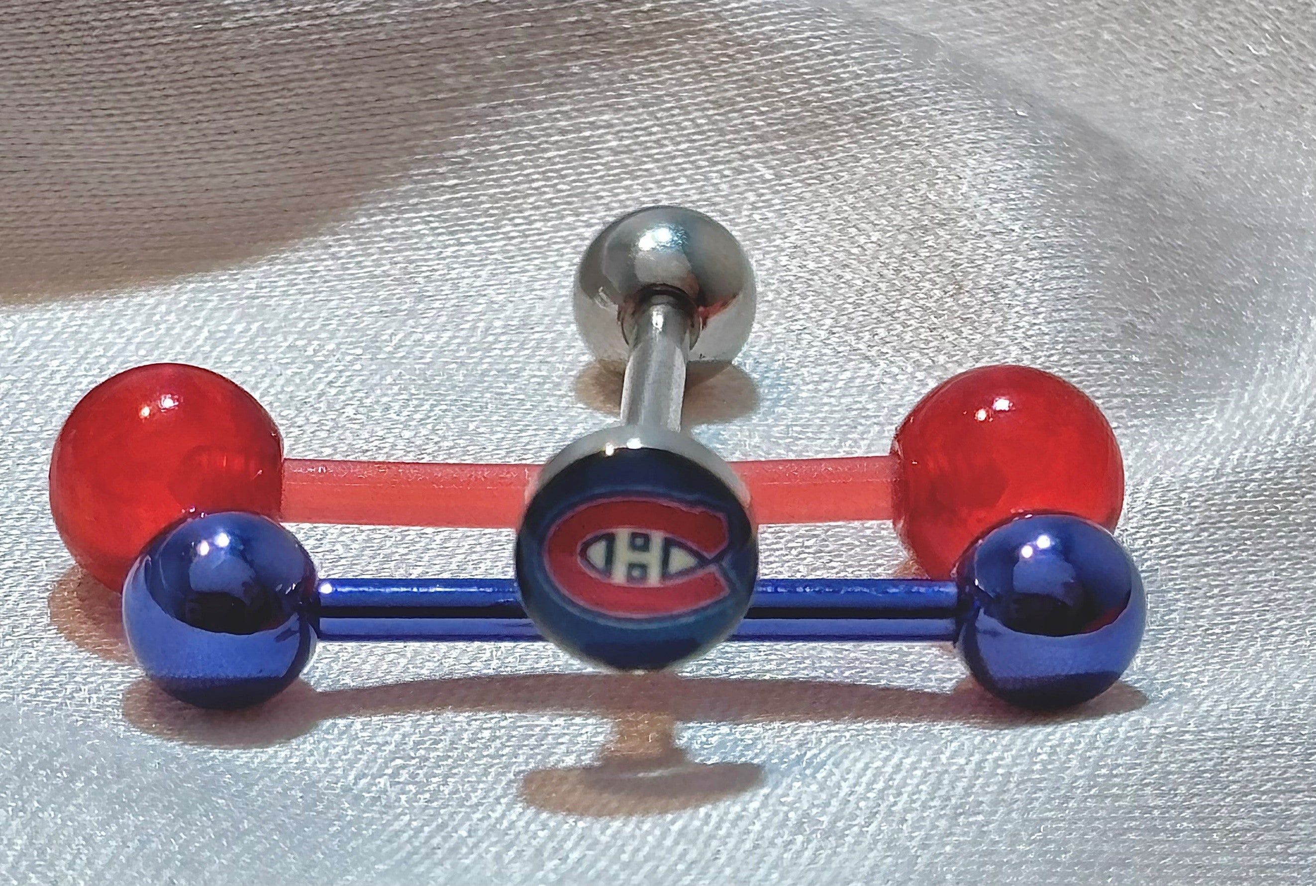 Montreal Canadiens NHL 3D Tongue Ring – Titanium Barbell 3-Piece Set