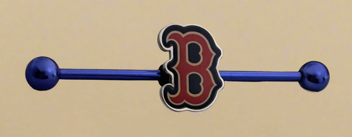 Licensed MLB Blue Anodized Boston Red Sox Industrial Barbell