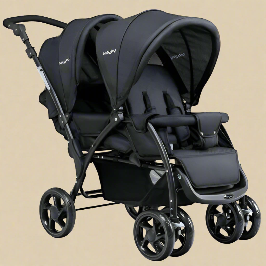 Costway Foldable Lightweight Double Baby Stroller – Front & Back Seats (Black)