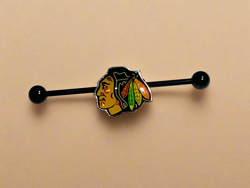 Chicago Blackhawks black stainless steel ear bars