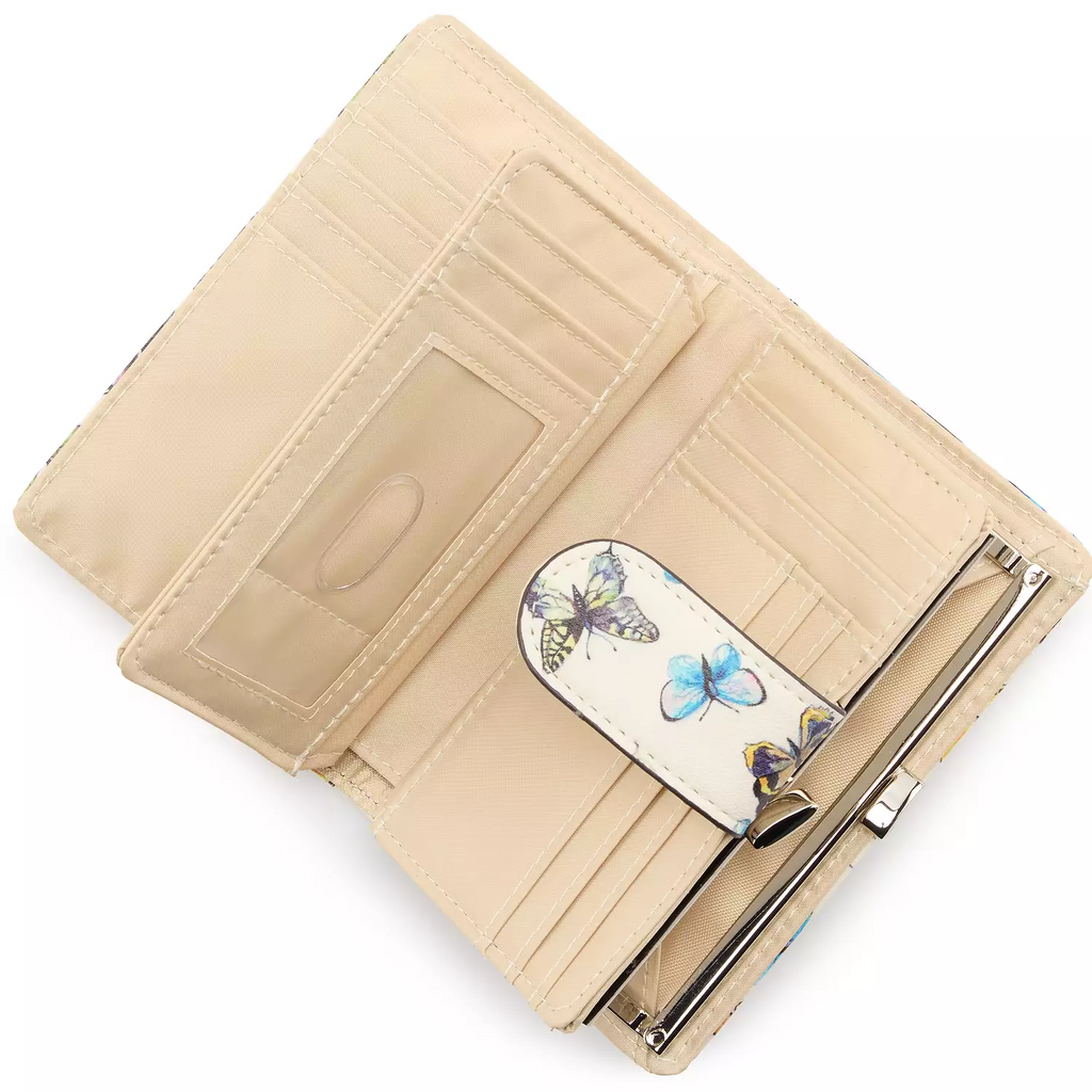 Abbey RFID-Blocking Butterfly Print Indexer Wallet