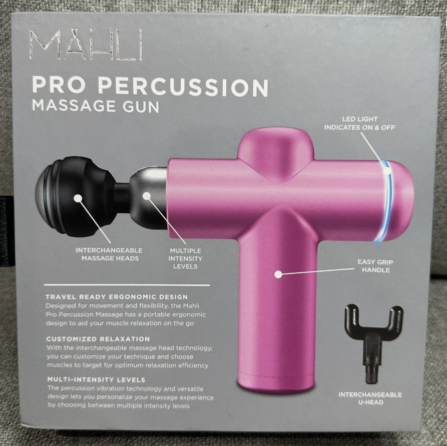 Power Percussion Pro Massage Gun – 6 Intensity Levels with Interchangeable U-Head by Mahli