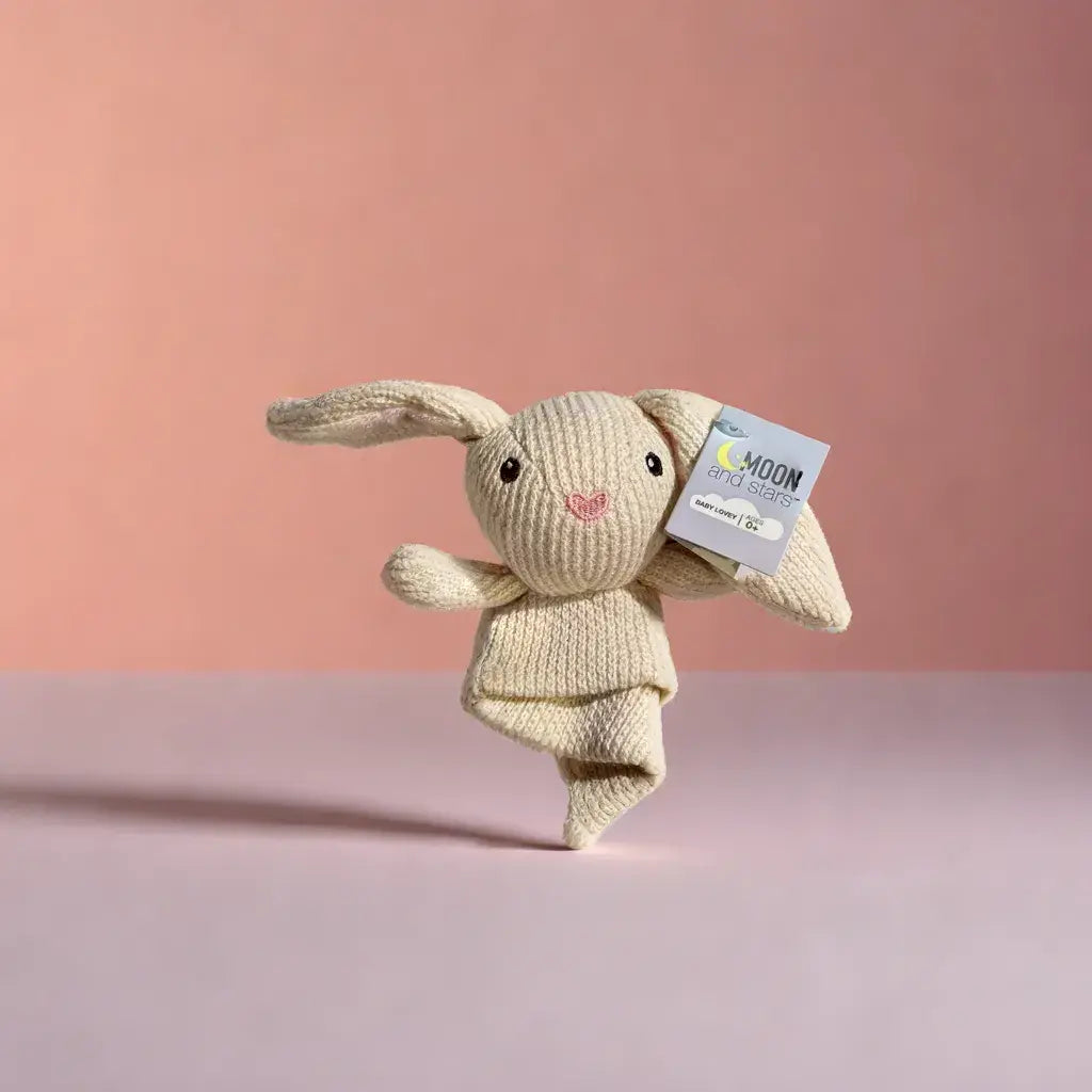 NEW Moon & Stars Baby Girl Bunny Lovey Infant Ages 0+ Blanket 11.5" 735707 Gift