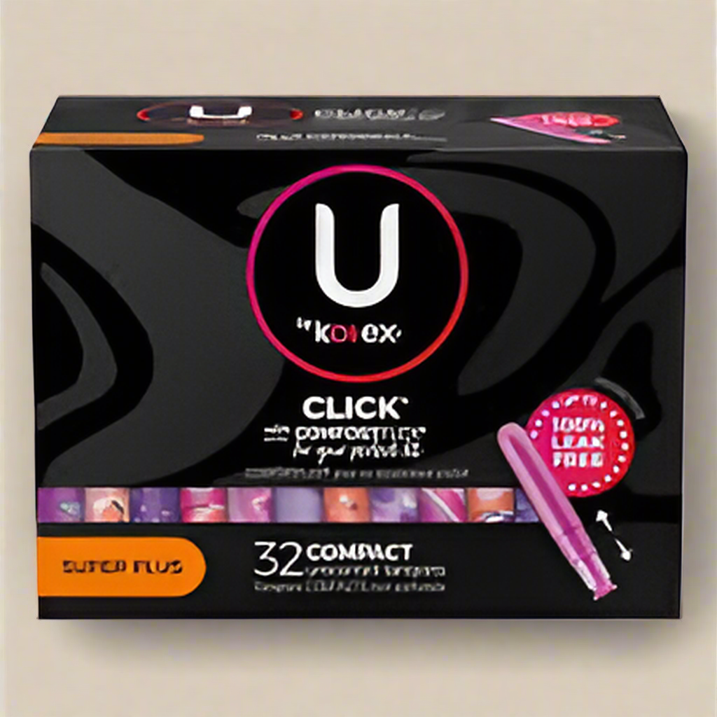 U by Kotex Click® Compact Tampons – Super Plus, Unscented, 32 Count (Damaged Box)