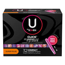 U by Kotex Click Compact Tampons Super Plus Absorbency Unscented 32 Ct – Damaged Box