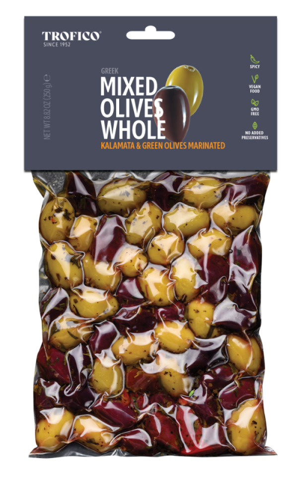 Trofico Greek Mixed Whole Olives (Kalamata & Green) – Vacuum Pack 250g
