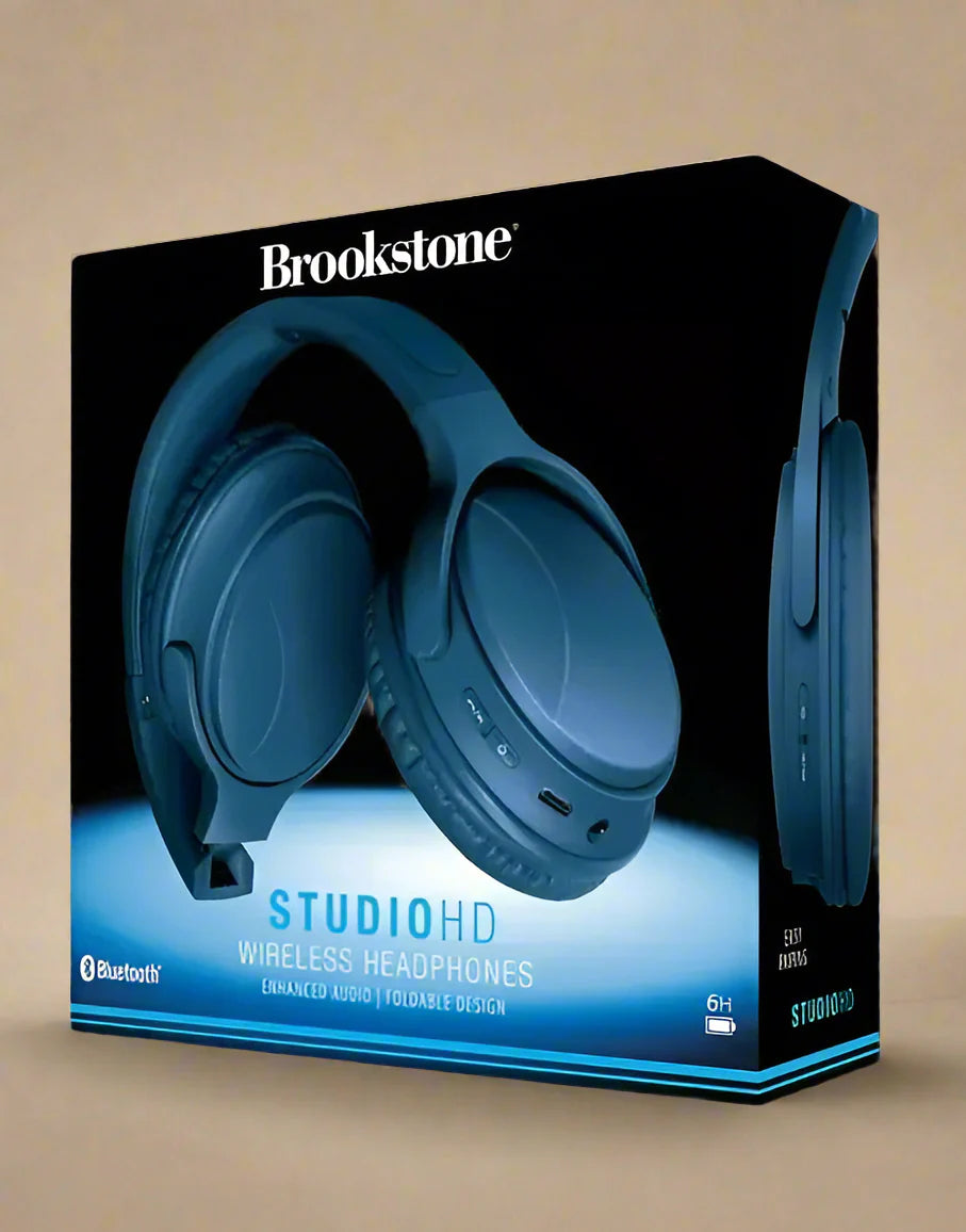 Brookstone Studio HD Foldable Wireless Headphones 12 Hour total Playtime Bluetooth