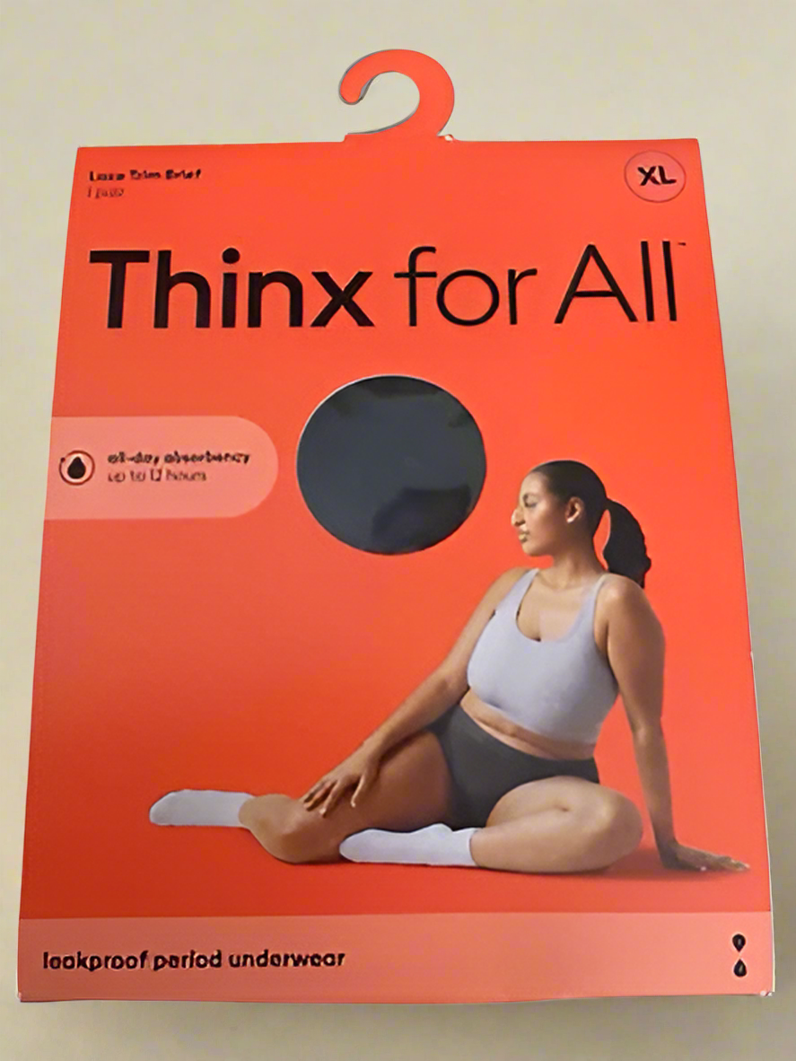 Thinx for All Lace Trim Brief – Leakproof Period Underwear, Black Haze, Size XL