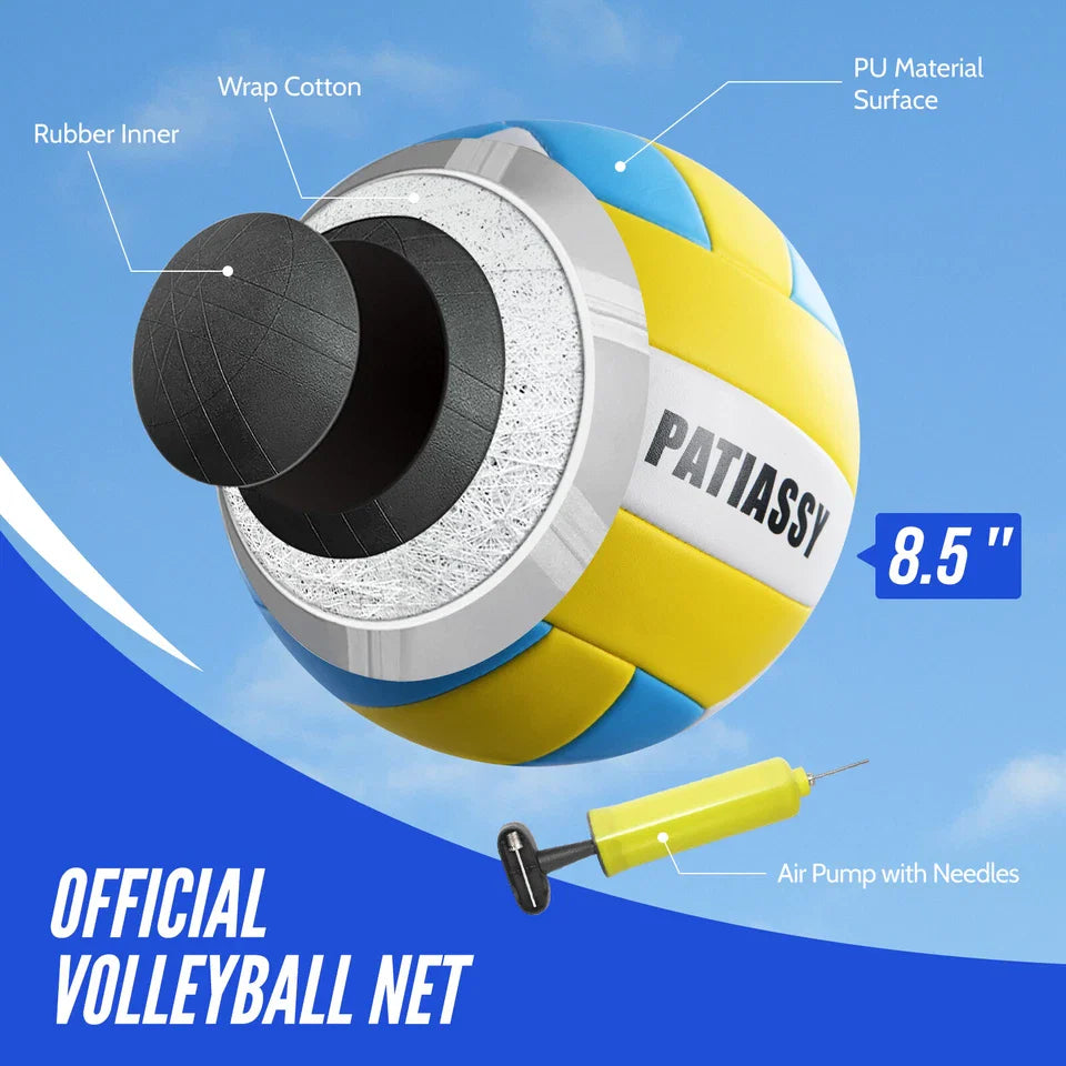 Patiassy Outdoor Volleyball Net Set with Ball, Pump & Carry Bag