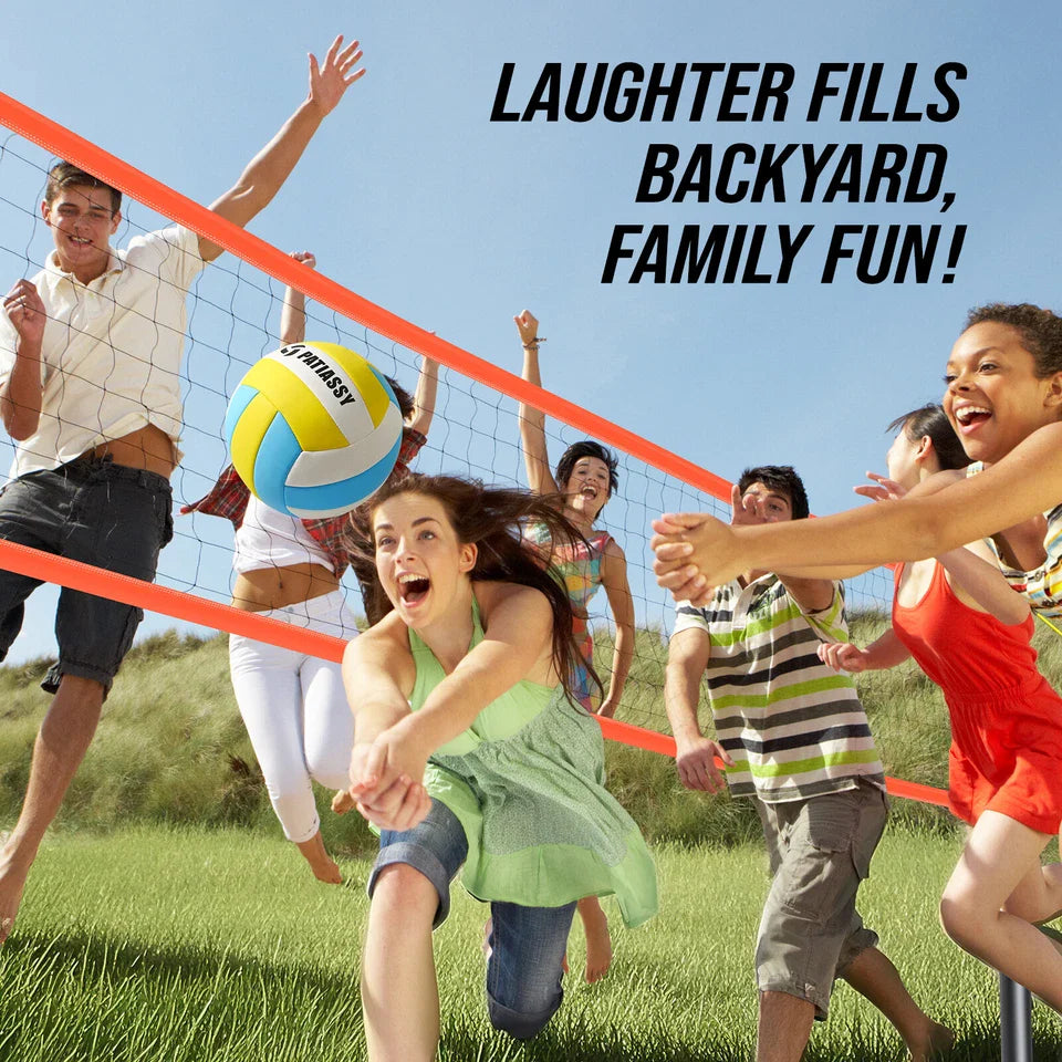 Patiassy Professional Volleyball Net Set with Adjustable Poles & Carry Bag (Orange)