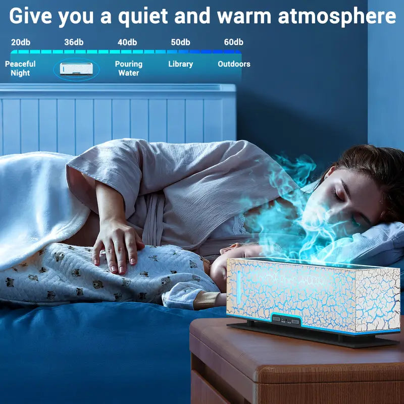 Humidifier Aromatherapy 2-Color Volcano Flame, Fire Diffuser Humidifier Aromatherapy Essential Oil Diffuser Waterless-Off with Timing Function Perfect for SPA & Sleep